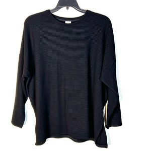 Chicos  Sweater Womens 2 US L Ribbed Knit Pullover Side Slits Capsule Minimalist